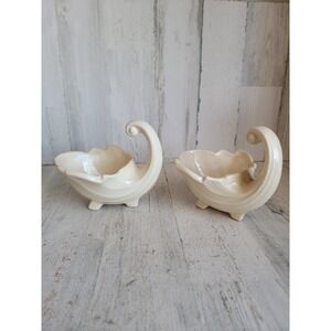 White cornucopia ceramic planter bowl Thanksgiving set home decor accessory